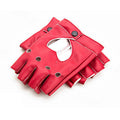 New Women Punk Leather Driving Biker Fingerless Mittens Dance Motorcycle Gloves