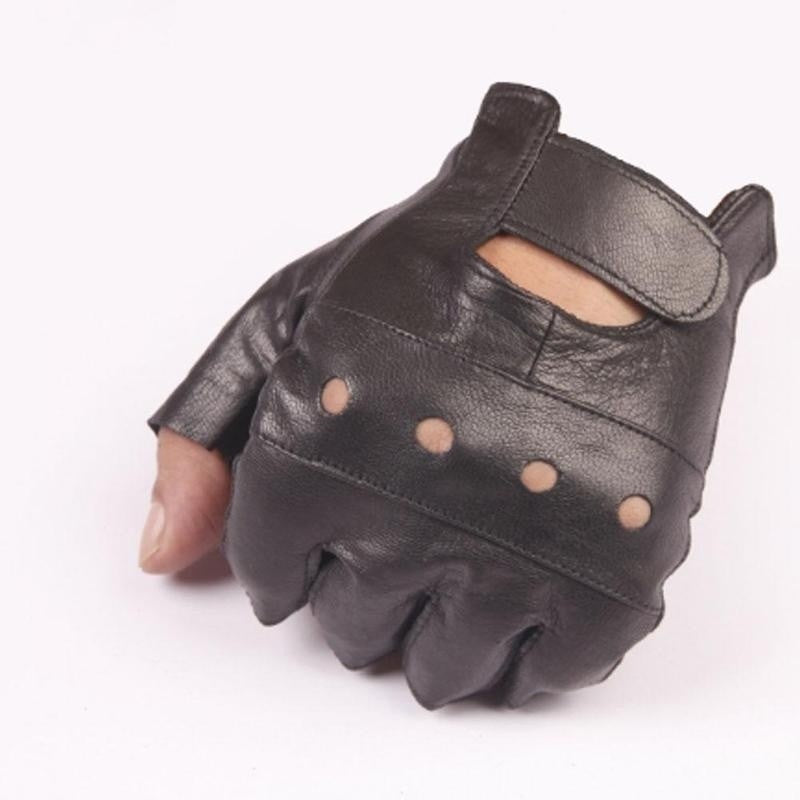 New Mens Leather Fingerless Driving Motorcycle Biker Gloves